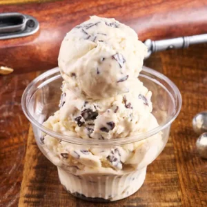 Two scoops of rich, creamy ice cream
