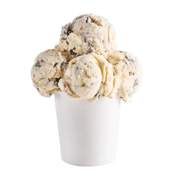 Ugandan vanilla ice cream with chunks of Heath toffee and chocolate flakes