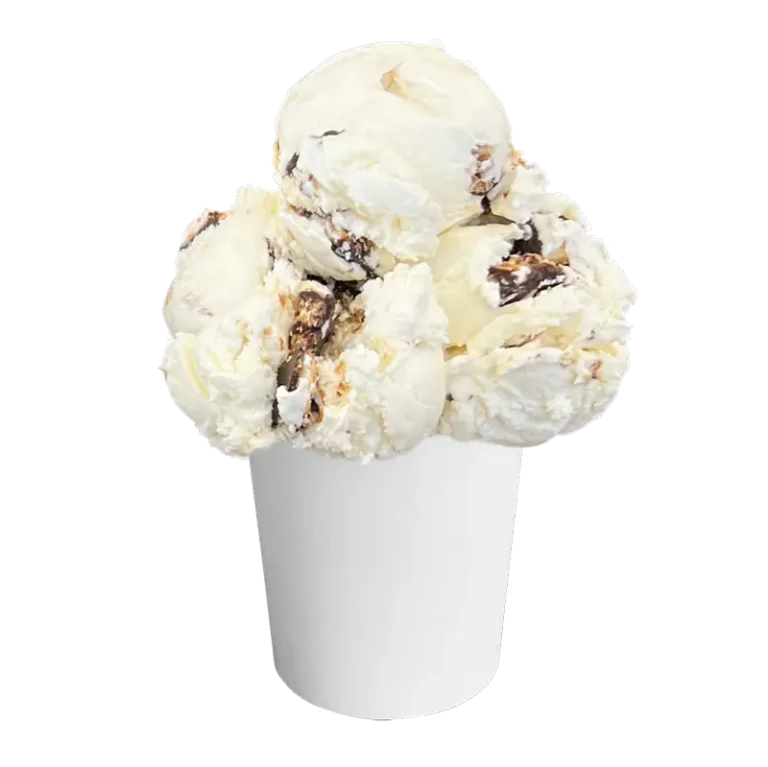Coconut ice cream with chunks of coconut cookie